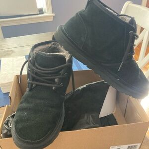 UGG Black Ankle Boots with Fur Lining